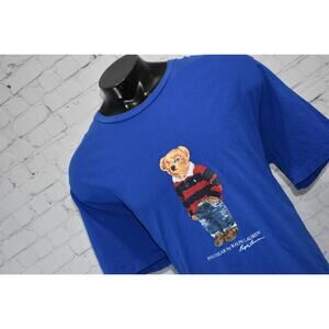 Polo Ralph Lauren T-Shirt Teddy Bear Mens Size 2XLT TALL Blue Cotton